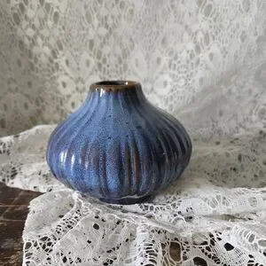 Source Unknown | Accents | Vintage Blue Drip Glaze Pottery Bud Vase ...